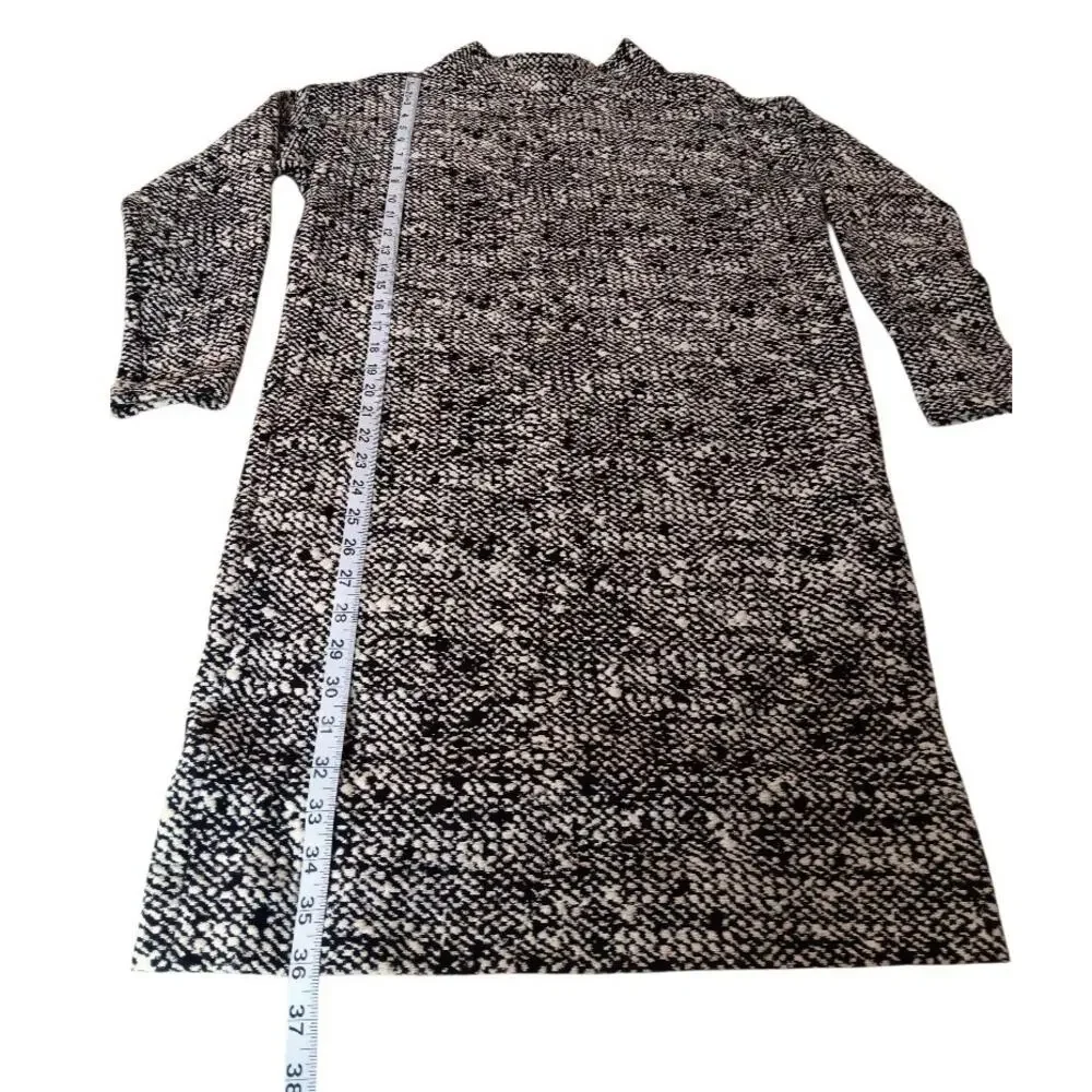 AKRIS PUNTO Woven Knit Sweater Dress 8 Tweed Textured Zip Side Pockets Black